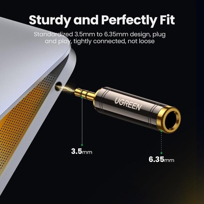 UGREEN 60711 Adapter Audio Jack 6.5mm Female to 3.5mm Male Gold Plated HiFi Sound Converter AUX Stereo Plug and Play untuk Smartphone Tablet MP3 dan Headphone ke Amplifier Mixing Console Home Theater atau Receiver AV - Gambar 3