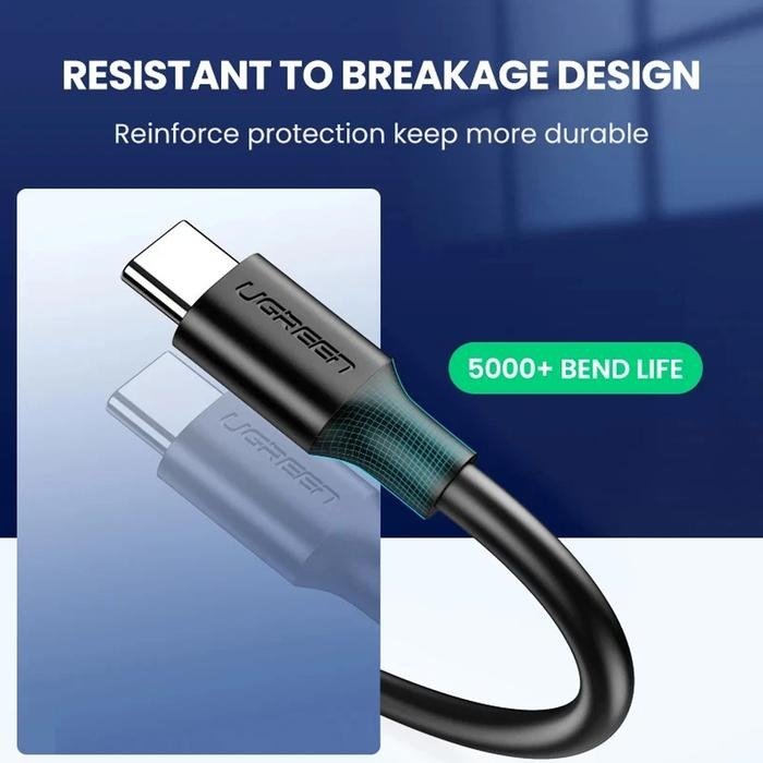 UGREEN 20882 US184 Kabel USB 3.0 ke Type C 1 Meter 3A Fast Charging Quick Charge Transfer Data 5Gbps dengan Material PVC Premium Hitam untuk Pengisian Daya dan Sinkronisasi Data Perangkat USB Type C yang Kompatibel - Gambar 7