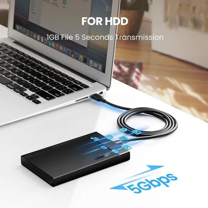 UGREEN 20882 US184 Kabel USB 3.0 ke Type C 1 Meter 3A Fast Charging Quick Charge Transfer Data 5Gbps dengan Material PVC Premium Hitam untuk Pengisian Daya dan Sinkronisasi Data Perangkat USB Type C yang Kompatibel - Gambar 5