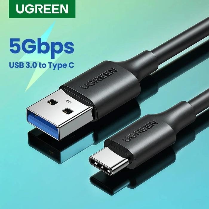 UGREEN 20882 US184 Kabel USB 3.0 ke Type C 1 Meter 3A Fast Charging Quick Charge Transfer Data 5Gbps dengan Material PVC Premium Hitam untuk Pengisian Daya dan Sinkronisasi Data Perangkat USB Type C yang Kompatibel - Gambar 4