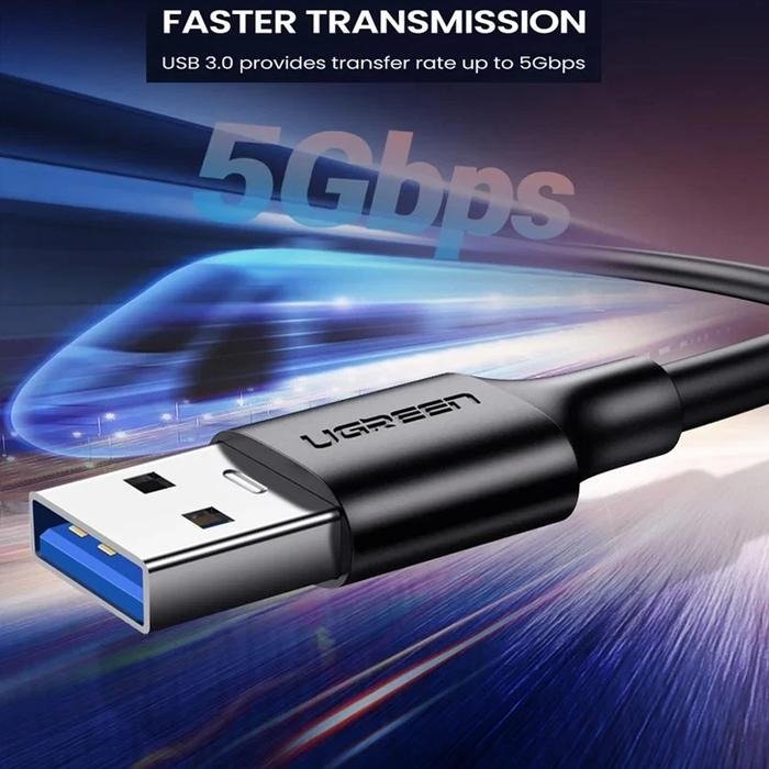 UGREEN 20882 US184 Kabel USB 3.0 ke Type C 1 Meter 3A Fast Charging Quick Charge Transfer Data 5Gbps dengan Material PVC Premium Hitam untuk Pengisian Daya dan Sinkronisasi Data Perangkat USB Type C yang Kompatibel - Gambar 3