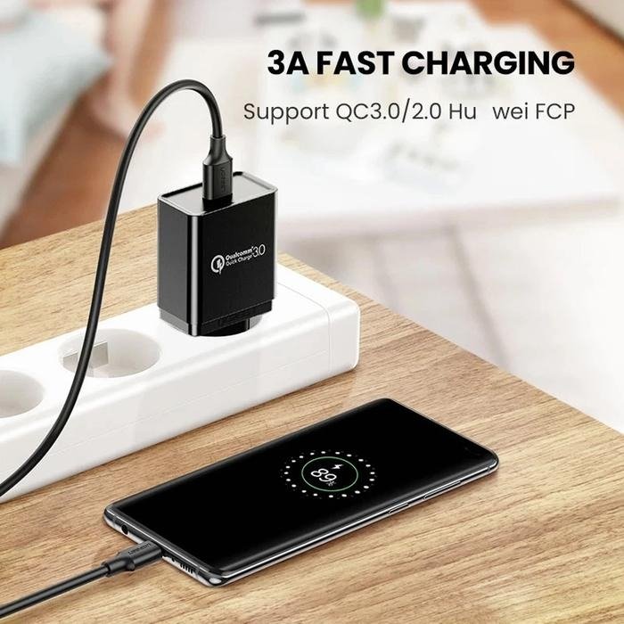 UGREEN 20882 US184 Kabel USB 3.0 ke Type C 1 Meter 3A Fast Charging Quick Charge Transfer Data 5Gbps dengan Material PVC Premium Hitam untuk Pengisian Daya dan Sinkronisasi Data Perangkat USB Type C yang Kompatibel - Gambar 2