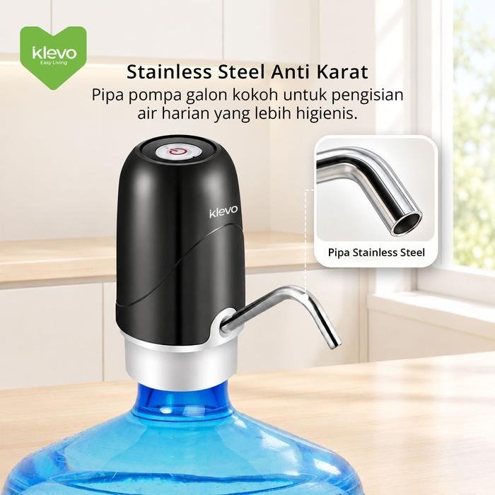 KLEVO KL-WP08 Pompa Air Galon Elektrik Otomatis Rechargeable 1200mAh Non LED USB Micro dengan Teknologi Low Noise Pipa Stainless Steel 304 Selang Silikon Food Grade Dispenser Air Minum Portable Praktis untuk Rumah Kantor dan Dapur - Gambar 8