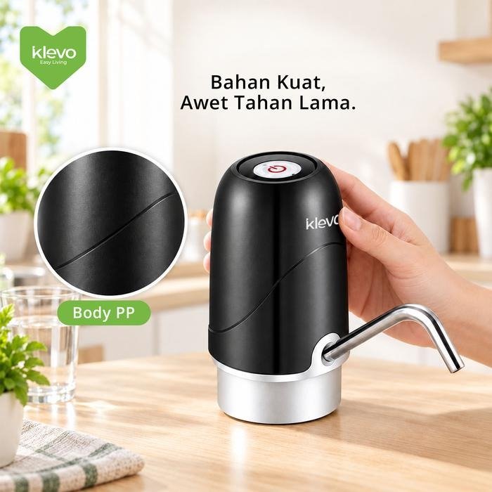 KLEVO KL-WP08 Pompa Air Galon Elektrik Otomatis Rechargeable 1200mAh Non LED USB Micro dengan Teknologi Low Noise Pipa Stainless Steel 304 Selang Silikon Food Grade Dispenser Air Minum Portable Praktis untuk Rumah Kantor dan Dapur - Gambar 5