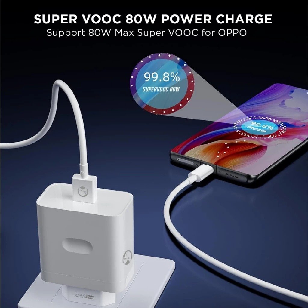 Orime Charger Oppo Super VOOC 80W USB A Fast Charging Original Adaptor Kepala Charger Putih Output Maksimal 80 Watt Input 100-240V 1.2A 50-60Hz Pengisi Daya Cepat untuk Smartphone yang Kompatibel dengan Teknologi VOOC - Gambar 5