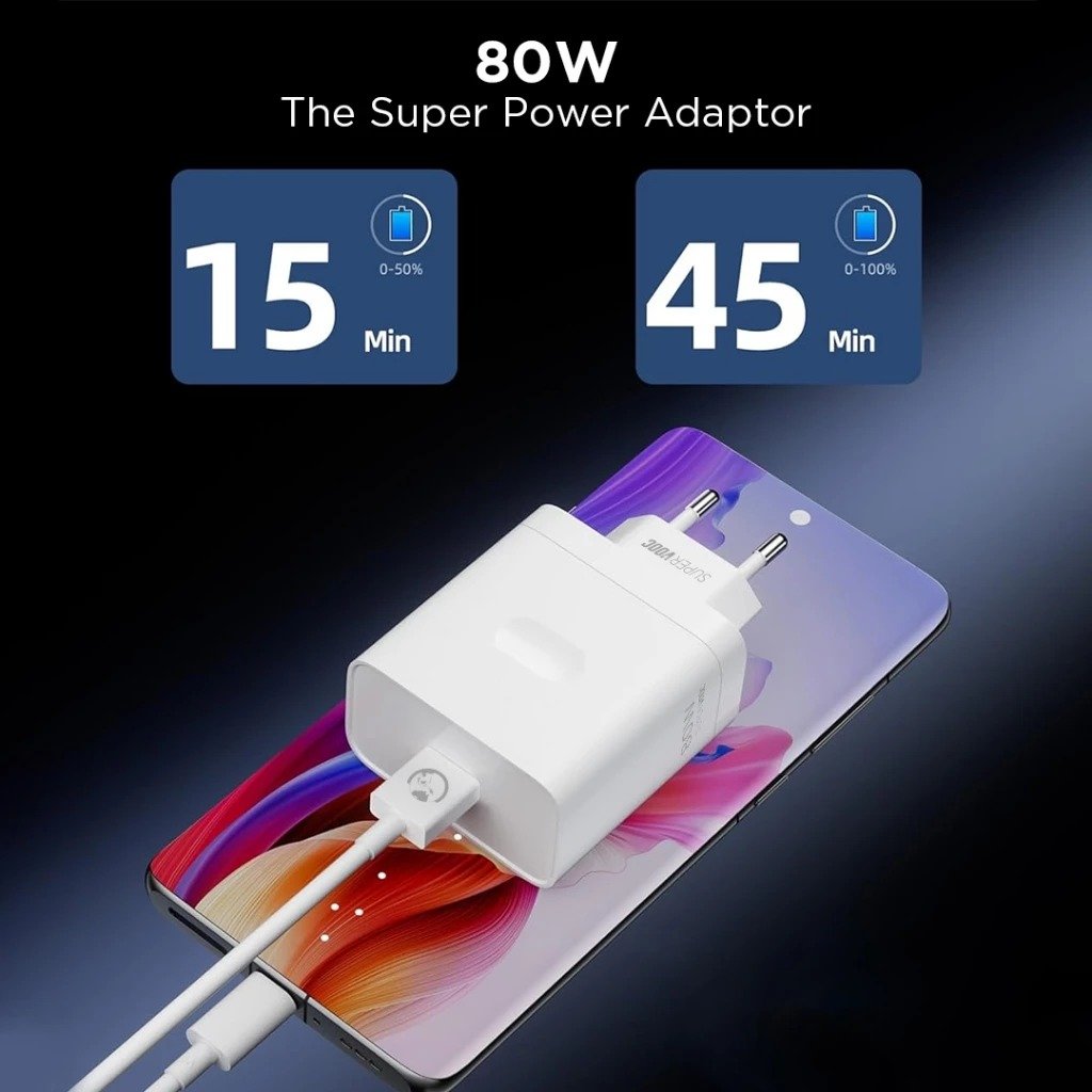Orime Charger Oppo Super VOOC 80W USB A Fast Charging Original Adaptor Kepala Charger Putih Output Maksimal 80 Watt Input 100-240V 1.2A 50-60Hz Pengisi Daya Cepat untuk Smartphone yang Kompatibel dengan Teknologi VOOC - Gambar 4