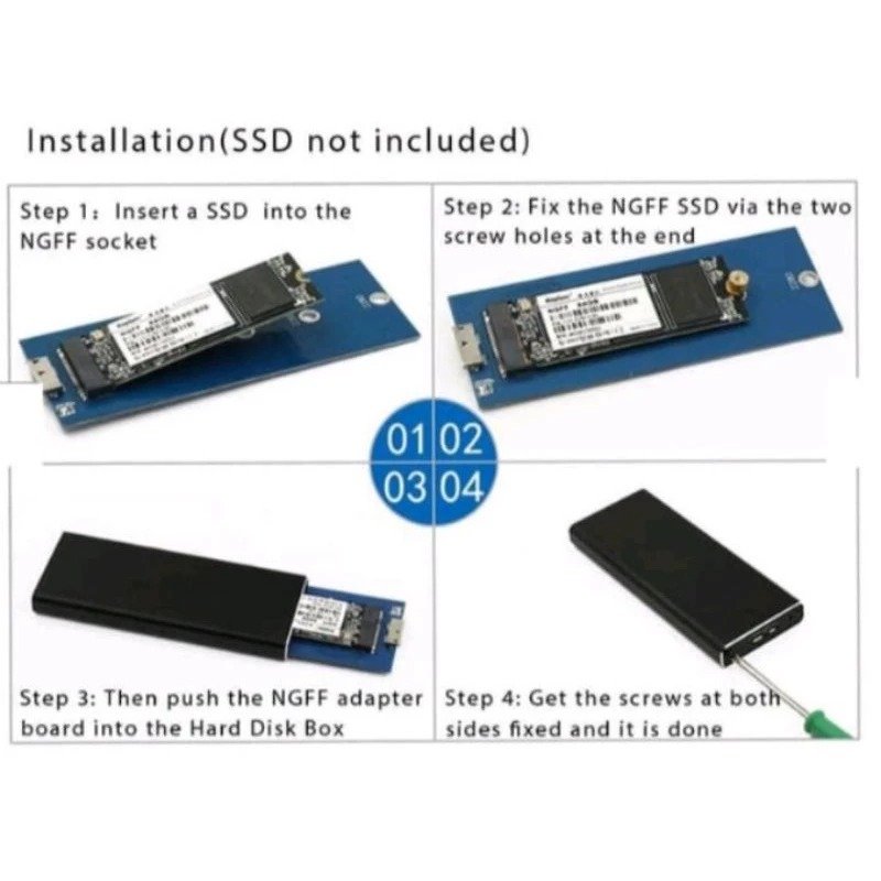SSD External Case M.2 NGFF SATA USB 3.0 Aluminium Enclosure untuk SSD M.2 ukuran 2230 2242 2260 2280 Adapter Penyimpanan Eksternal Plug and Play Tanpa Driver dengan Koneksi USB untuk Transfer Data ke Komputer - Gambar 3