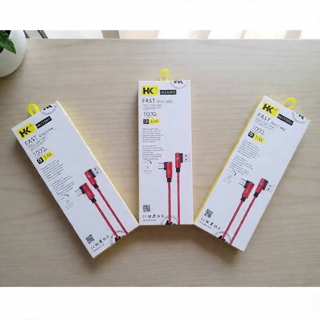 HK HK-CA-D01 Kabel Charger Micro USB L Shape Gaming 2.4A Panjang 1000mm Kabel Data USB Fast Charging dengan Kepala Konektor Siku Anti Kusut dan Plug and Play untuk Pengisian Daya serta Transmisi Data Perangkat Micro USB - Gambar 3